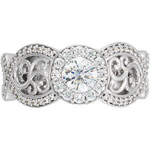 Cubic Zirconia Engagement Ring- The Kellie (0.5-1.0 Carat Round Infinity Halo-Style with Split-Band) - Image 5