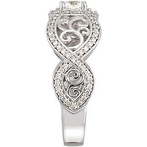 Cubic Zirconia Engagement Ring- The Kellie (0.5-1.0 Carat Round Infinity Halo-Style with Split-Band) - Image 6