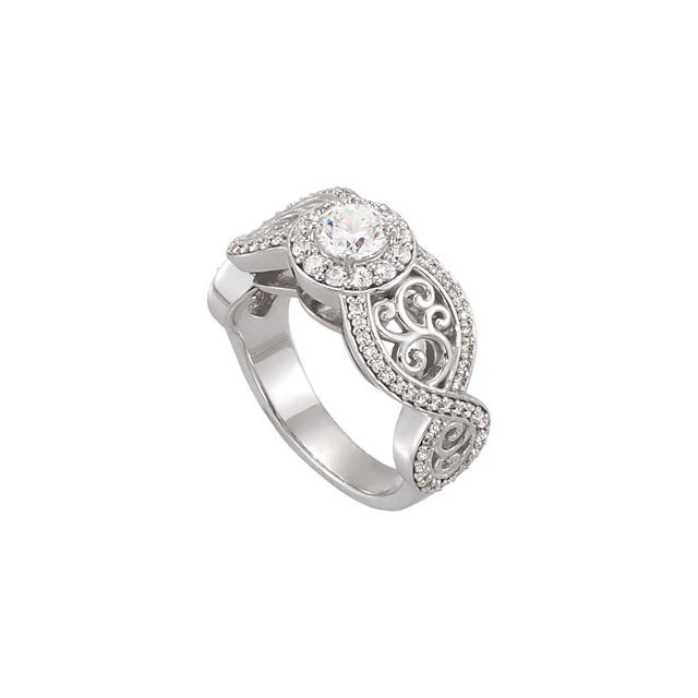 Cubic Zirconia Engagement Ring- The Kellie (0.5-1.0 Carat Round Infinity Halo-Style with Split-Band) - Image 8
