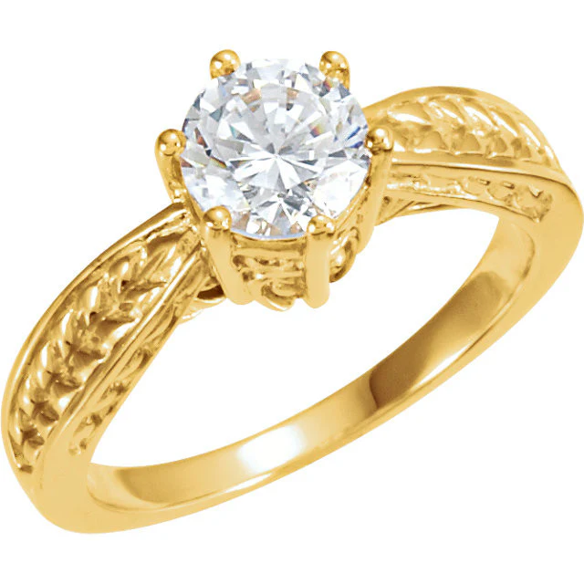 Cubic Zirconia Engagement Ring- The Colleen (0.25-1.0 Carat Round Semi-Solitaire with Flame Channel Band) - Image 3