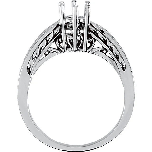 Cubic Zirconia Engagement Ring- The Colleen (0.25-1.0 Carat Round Semi-Solitaire with Flame Channel Band) - Image 4