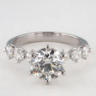 CZ Wedding Set, Shared Prong Scalloped Wedding Set with Customizable Center Stone - Image 2