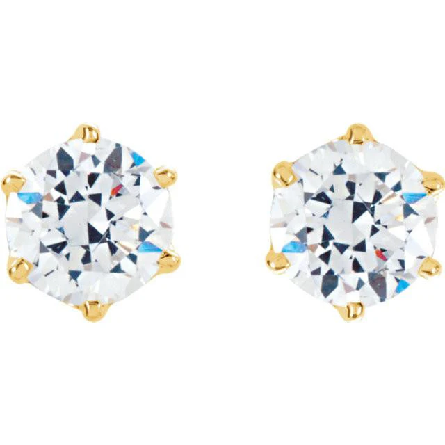 Cubic Zirconia Earrings- Customizable 6-Prong CZ Youth Stud Earring Set - Image 3