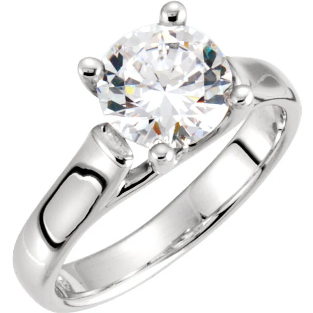 Cubic Zirconia Engagement Ring- The Nell (Solitaire with X Cross Band) - Image 3