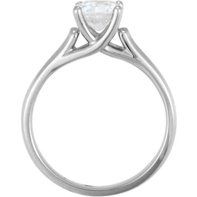 Cubic Zirconia Engagement Ring- The Nell (Solitaire with X Cross Band) - Image 4