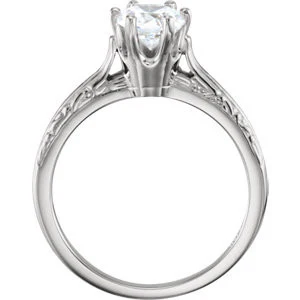 Cubic Zirconia Engagement Ring- The Ana (0.25-0.75 CT Round or Asscher Cut Stackable Solitaire with Sleek Hand-Engraved Band) - Image 4