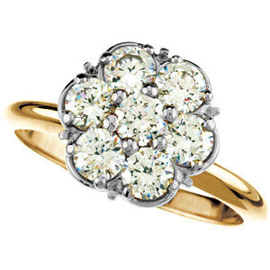 Cubic Zirconia Engagement Ring- The Ann (7-Stone Cluster-Style Thin Band Two-Tone Option) - Image 3