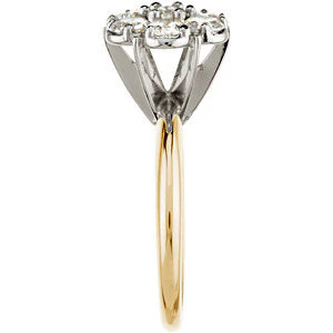 Cubic Zirconia Engagement Ring- The Ann (7-Stone Cluster-Style Thin Band Two-Tone Option) - Image 4