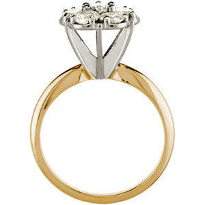 Cubic Zirconia Engagement Ring- The Ann (7-Stone Cluster-Style Thin Band Two-Tone Option) - Image 6