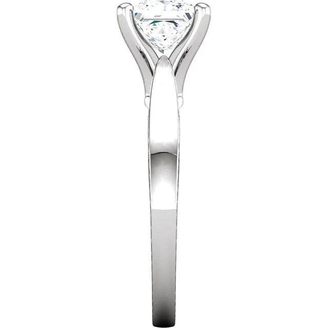 Cubic Zirconia Engagement Ring- The Ashley (0.5-1.5 Carat Princess Solitaire with Ribbed Metal) - Image 4