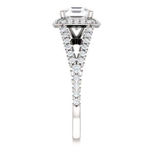 Cubic Zirconia Engagement Ring- The Azul (Customizable Asscher Cut Style with Cathedral-Halo and Split-Pavé Band) - Image 5