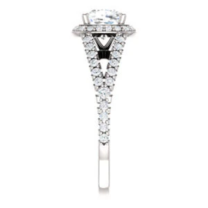 Cubic Zirconia Engagement Ring- The Azul (Customizable Cushion Cut Style with Cathedral-Halo and Split-Pavé Band) - Image 5