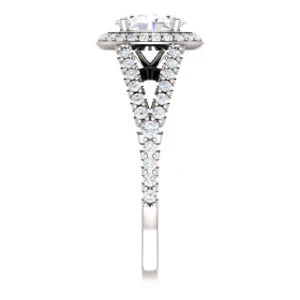 Cubic Zirconia Engagement Ring- The Azul (Customizable Oval Cut Style with Cathedral-Halo and Split-Pavé Band) - Image 5
