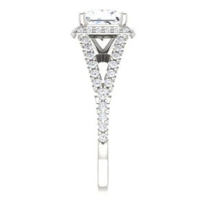 Cubic Zirconia Engagement Ring- The Azul (Customizable Princess Cut Style with Cathedral-Halo and Split-Pavé Band) - Image 5