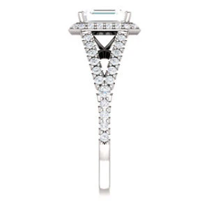 Cubic Zirconia Engagement Ring- The Azul (Customizable Radiant Cut Style with Cathedral-Halo and Split-Pavé Band) - Image 5