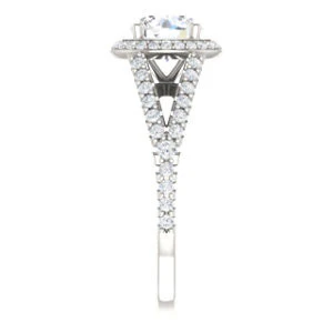 Cubic Zirconia Engagement Ring- The Azul (Customizable Round Cut Style with Cathedral-Halo and Split-Pavé Band) - Image 5