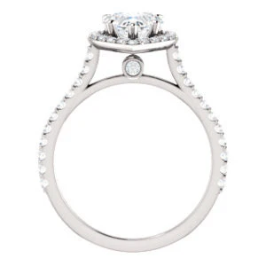 Cubic Zirconia Engagement Ring- The Bailey (Customizable Cathedral-set Heart Cut Design with Halo, Thin Pavé Band and Floating Peekaboo) - Image 3