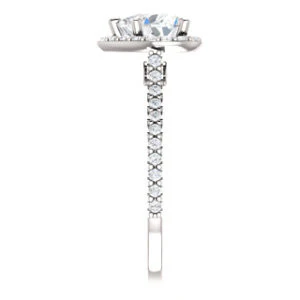 Cubic Zirconia Engagement Ring- The Bailey (Customizable Cathedral-set Heart Cut Design with Halo, Thin Pavé Band and Floating Peekaboo) - Image 5