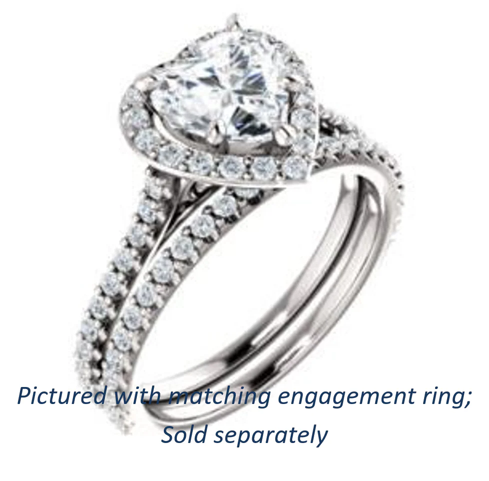 Cubic Zirconia Engagement Ring- The Bailey (Customizable Cathedral-set Heart Cut Design with Halo, Thin Pavé Band and Floating Peekaboo) - Image 7