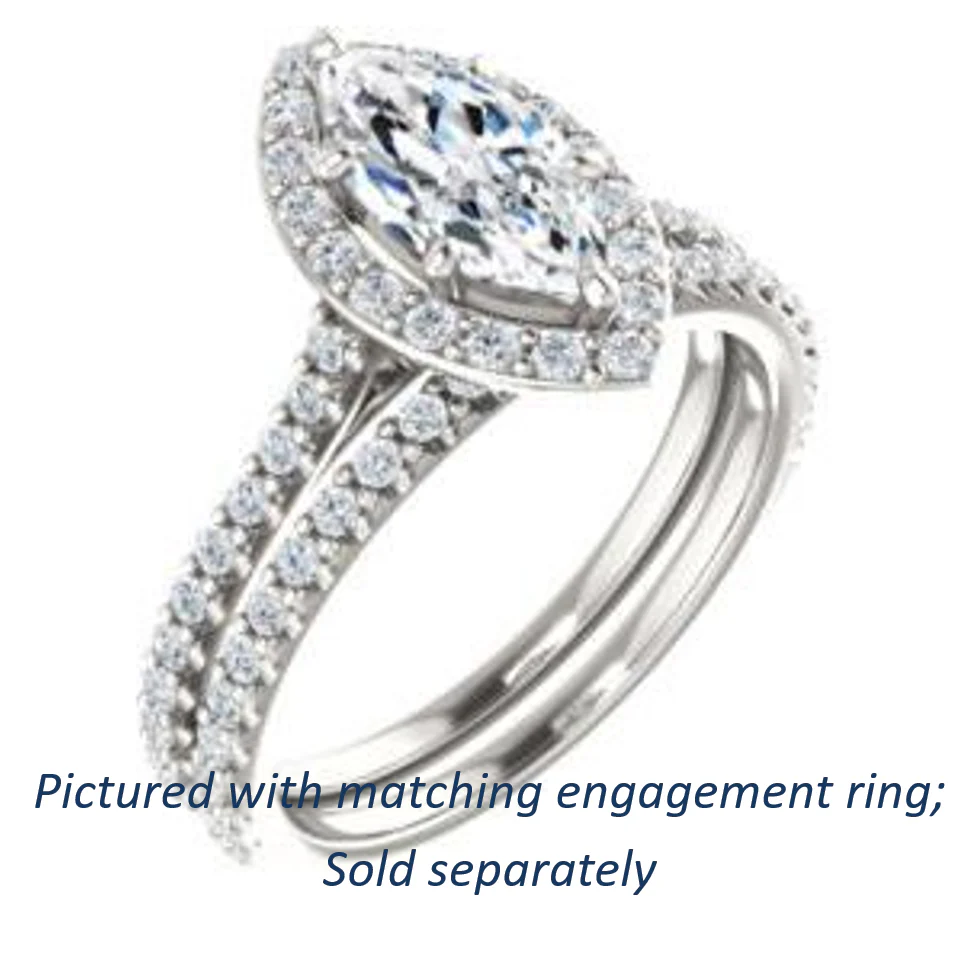 Cubic Zirconia Engagement Ring- The Bailey (Customizable Cathedral-set Marquise Cut Design with Halo, Thin Pavé Band and Floating Peekaboo) - Image 7