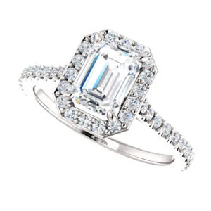 Cubic Zirconia Engagement Ring- The Bailey (Customizable Cathedral-set Radiant Cut Design with Halo, Thin Pavé Band and Floating Peekaboo) - Image 11