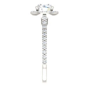 Cubic Zirconia Engagement Ring- The Bailey (Customizable Cathedral-set Round Cut Design with Halo, Thin Pavé Band and Floating Peekaboo) - Image 5