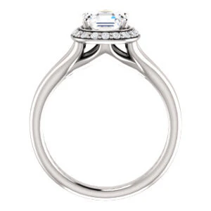 Cubic Zirconia Engagement Ring- The Bebi (Customizable Cathedral-Halo Asscher Cut Design with Wide Split Band) - Image 3
