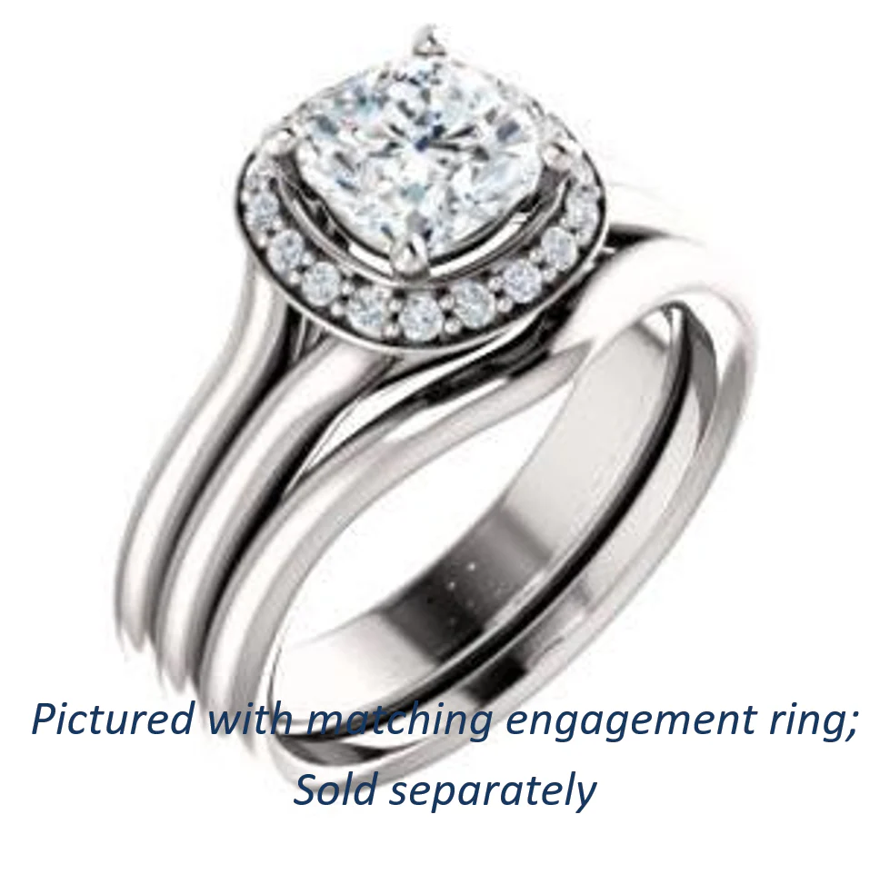 Cubic Zirconia Engagement Ring- The Bebi (Customizable Cathedral-Halo Cushion Cut Design with Wide Split Band) - Image 7