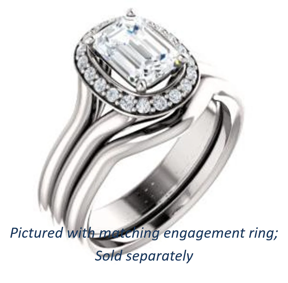 Cubic Zirconia Engagement Ring- The Bebi (Customizable Cathedral-Halo Emerald Cut Design with Wide Split Band) - Image 7