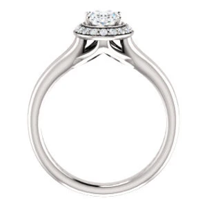 Cubic Zirconia Engagement Ring- The Bebi (Customizable Cathedral-Halo Oval Cut Design with Wide Split Band) - Image 3