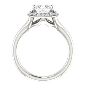 Cubic Zirconia Engagement Ring- The Bebi (Customizable Cathedral-Halo Princess Cut Design with Wide Split Band) - Image 3