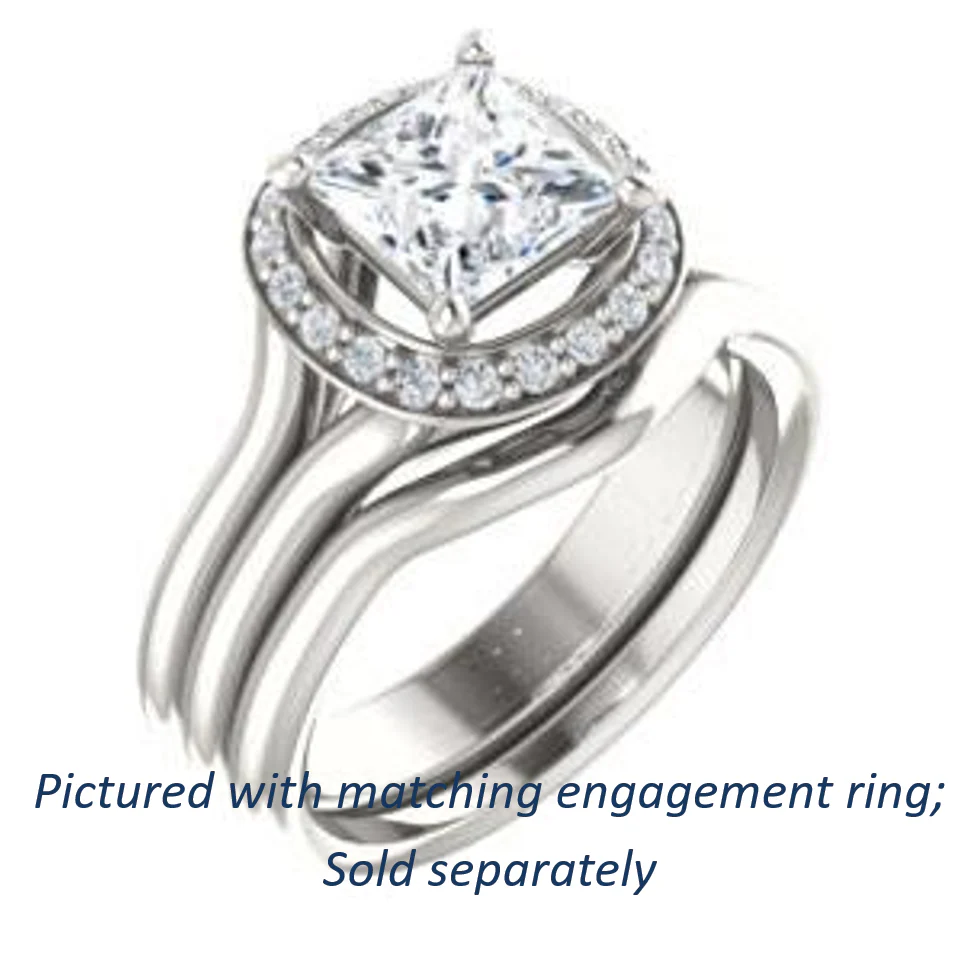 Cubic Zirconia Engagement Ring- The Bebi (Customizable Cathedral-Halo Princess Cut Design with Wide Split Band) - Image 7