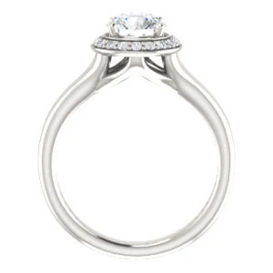 Cubic Zirconia Engagement Ring- The Bebi (Customizable Cathedral-Halo Round Cut Design with Wide Split Band) - Image 3