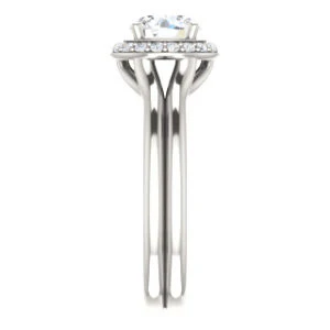 Cubic Zirconia Engagement Ring- The Bebi (Customizable Cathedral-Halo Round Cut Design with Wide Split Band) - Image 5