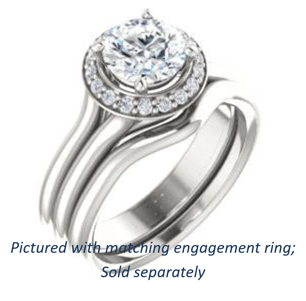 Cubic Zirconia Engagement Ring- The Bebi (Customizable Cathedral-Halo Round Cut Design with Wide Split Band) - Image 7