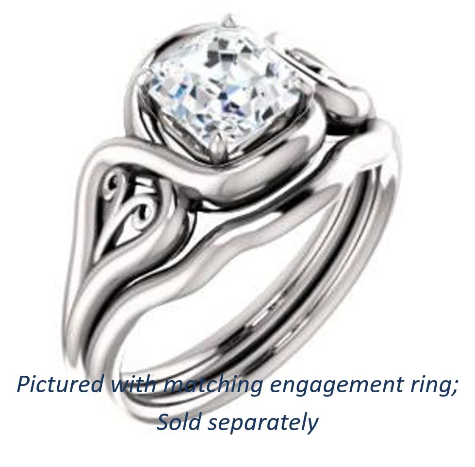 Cubic Zirconia Engagement Ring- The Bentley (Customizable Asscher Cut Solitaire with Wide Tapered Band and Side Engraving Motif) - Image 7