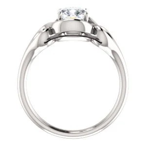 Cubic Zirconia Engagement Ring- The Bentley (Customizable Cushion Cut Solitaire with Wide Tapered Band and Side Engraving Motif) - Image 3