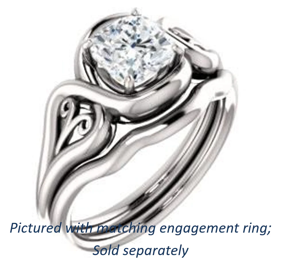 Cubic Zirconia Engagement Ring- The Bentley (Customizable Cushion Cut Solitaire with Wide Tapered Band and Side Engraving Motif) - Image 7