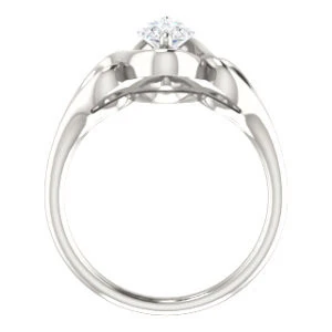 Cubic Zirconia Engagement Ring- The Bentley (Customizable Marquise Cut Solitaire with Wide Tapered Band and Side Engraving Motif) - Image 3