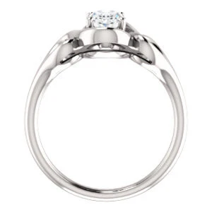 Cubic Zirconia Engagement Ring- The Bentley (Customizable Oval Cut Solitaire with Wide Tapered Band and Side Engraving Motif) - Image 3