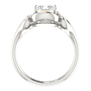 Cubic Zirconia Engagement Ring- The Bentley (Customizable Princess Cut Solitaire with Wide Tapered Band and Side Engraving Motif) - Image 3