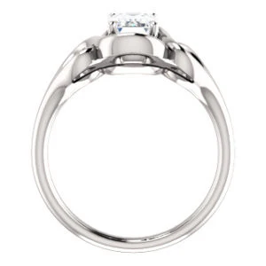 Cubic Zirconia Engagement Ring- The Bentley (Customizable Radiant Cut Solitaire with Wide Tapered Band and Side Engraving Motif) - Image 3