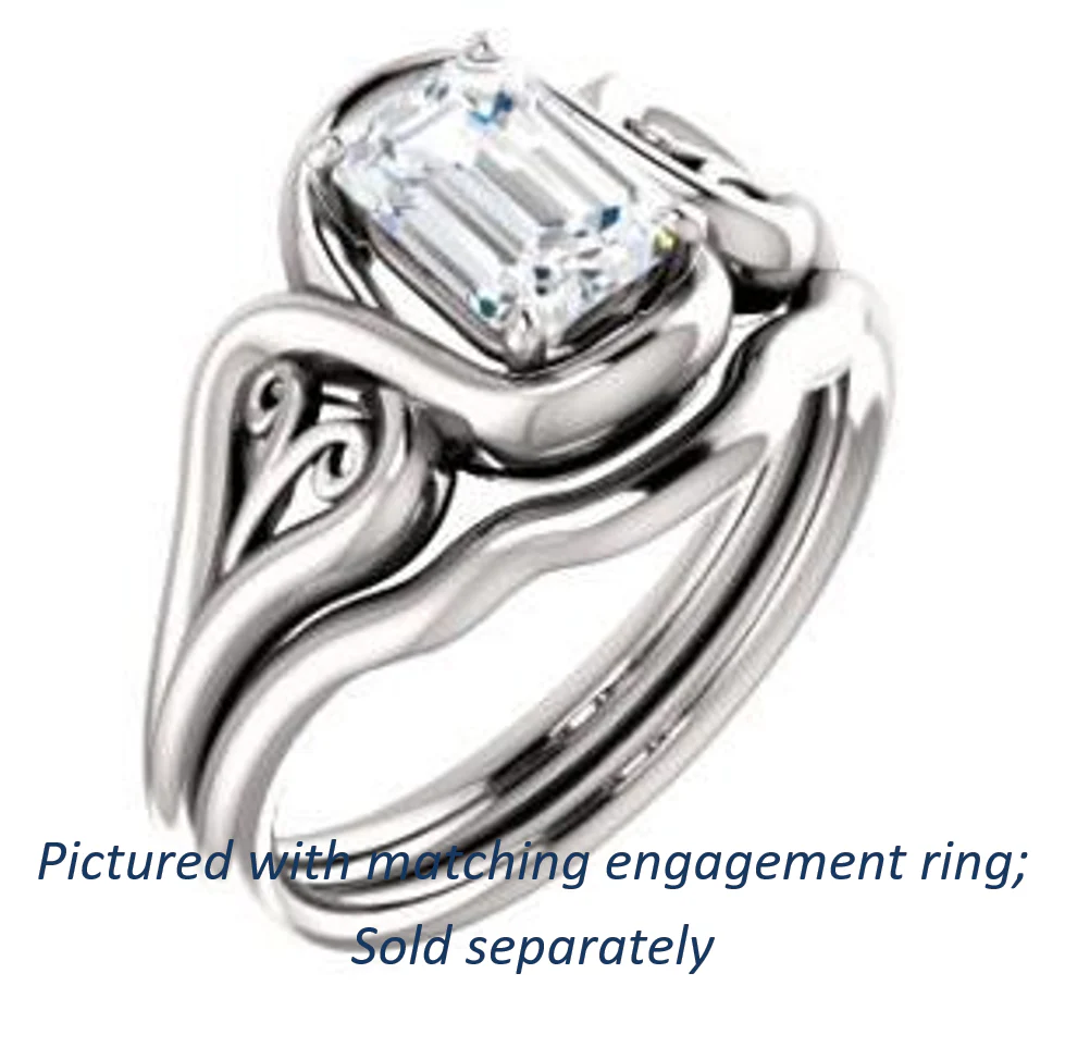 Cubic Zirconia Engagement Ring- The Bentley (Customizable Radiant Cut Solitaire with Wide Tapered Band and Side Engraving Motif) - Image 7