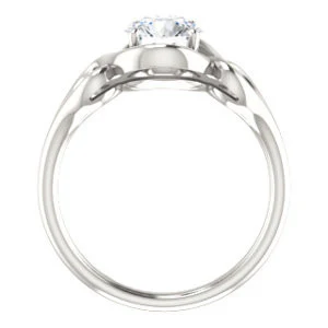 Cubic Zirconia Engagement Ring- The Bentley (Customizable Round Cut Solitaire with Wide Tapered Band and Side Engraving Motif) - Image 3