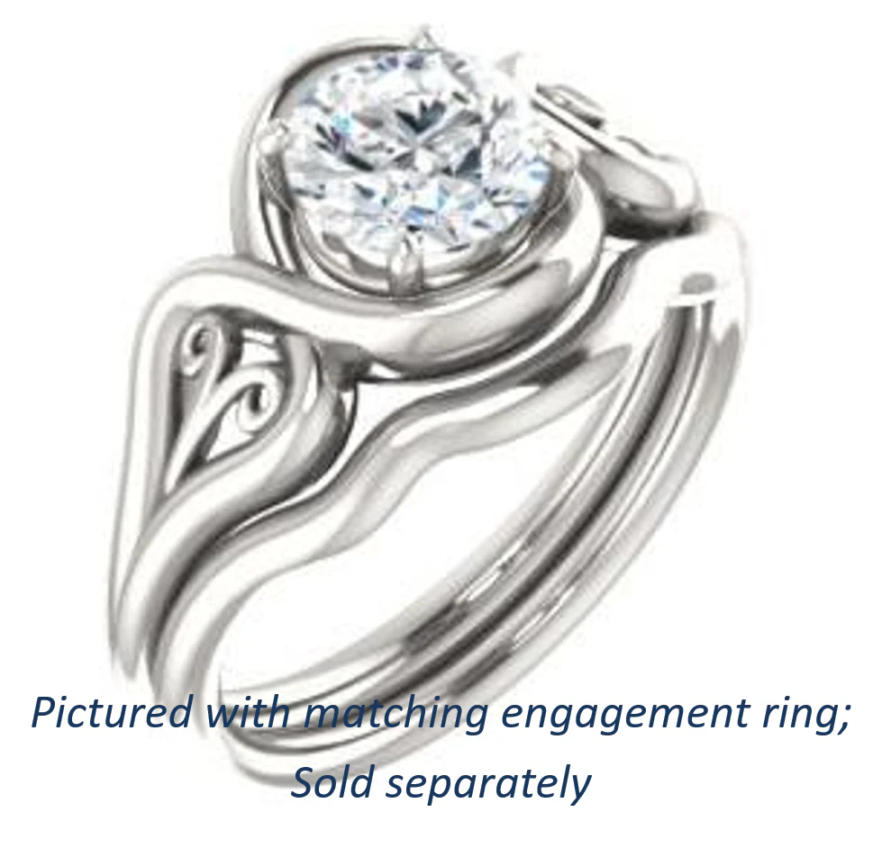 Cubic Zirconia Engagement Ring- The Bentley (Customizable Round Cut Solitaire with Wide Tapered Band and Side Engraving Motif) - Image 7