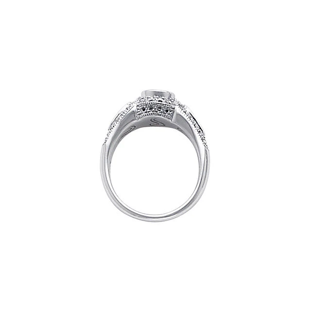 Cubic Zirconia Engagement Ring- The Beth (0.5 Carat Round Bezel-Set Vintage Design with Accent Stones) - Image 4