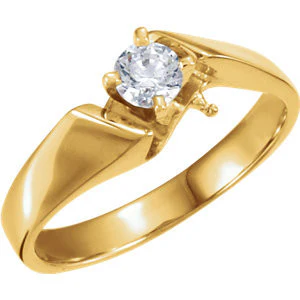 Cubic Zirconia Engagement Ring- The Bobbi (Customizable Artisan Solitaire) - Image 2