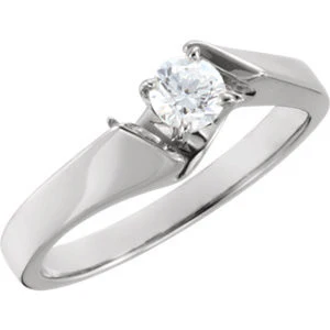 Cubic Zirconia Engagement Ring- The Bobbi (Customizable Artisan Solitaire) - Image 3