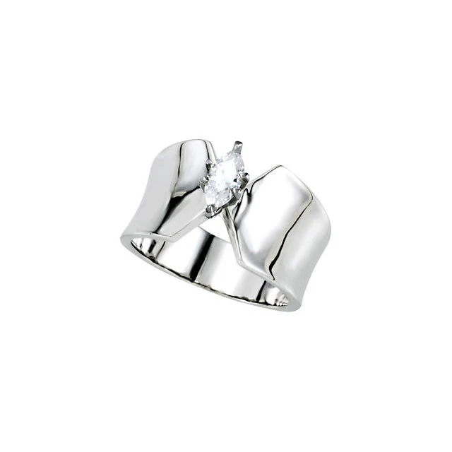 Cubic Zirconia Engagement Ring- The Brandy (Ultra-Wide Band Marquise Solitaire) - Image 4