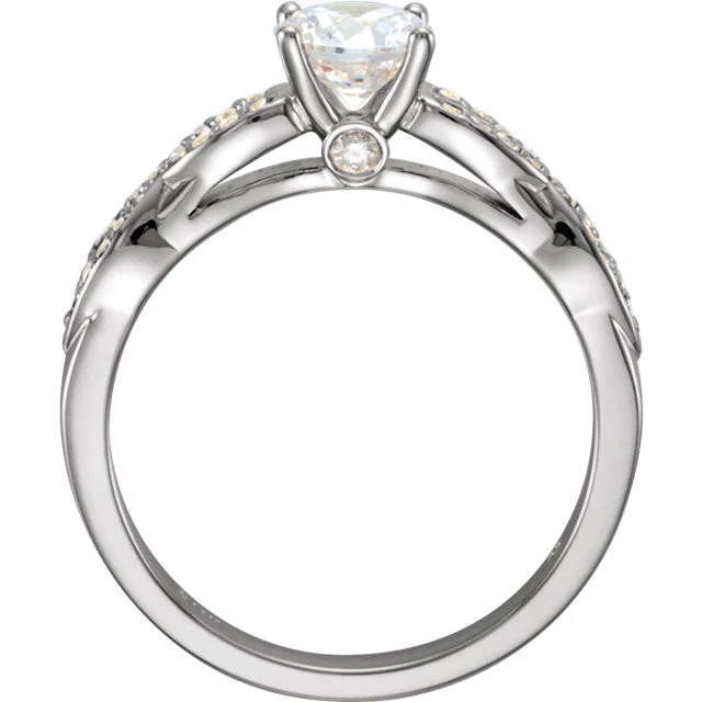 Cubic Zirconia Engagement Ring- The Brenda (0.5-1.5 Carat Round-Cut with Infinity-Inspired Pave Band) - Image 3
